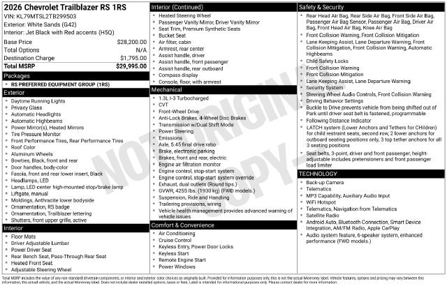 2026 Chevrolet Trailblazer RS - Photo 6