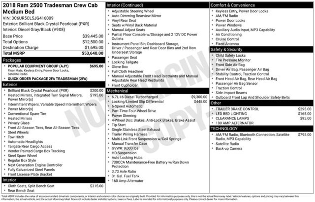 Used 2018 Ram 2500 Tradesman Truck Crew Cab