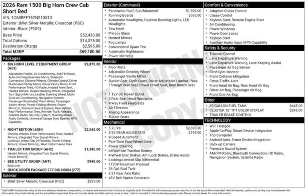 New 2026 Ram 1500 Big Horn/Lone Star Pickup