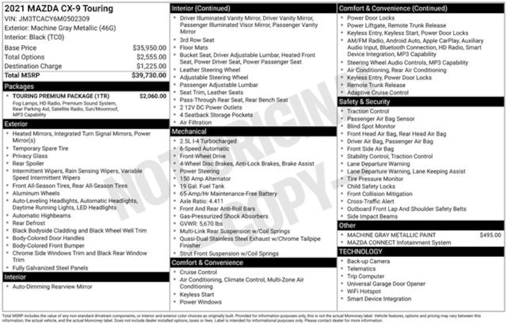 Used 2021 Mazda Mazda CX-9 Touring SUV