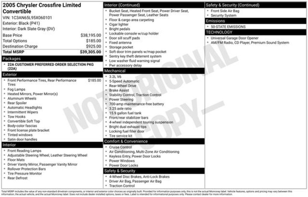 Used 2005 Chrysler Crossfire Limited Convertible