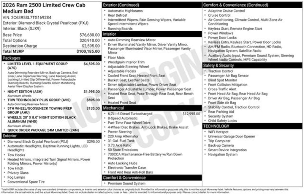 New 2026 Ram 2500 Limited Pickup