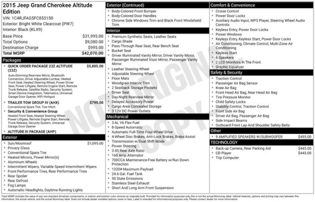 Used 2015 Jeep Grand Cherokee Laredo 4x4 SUV