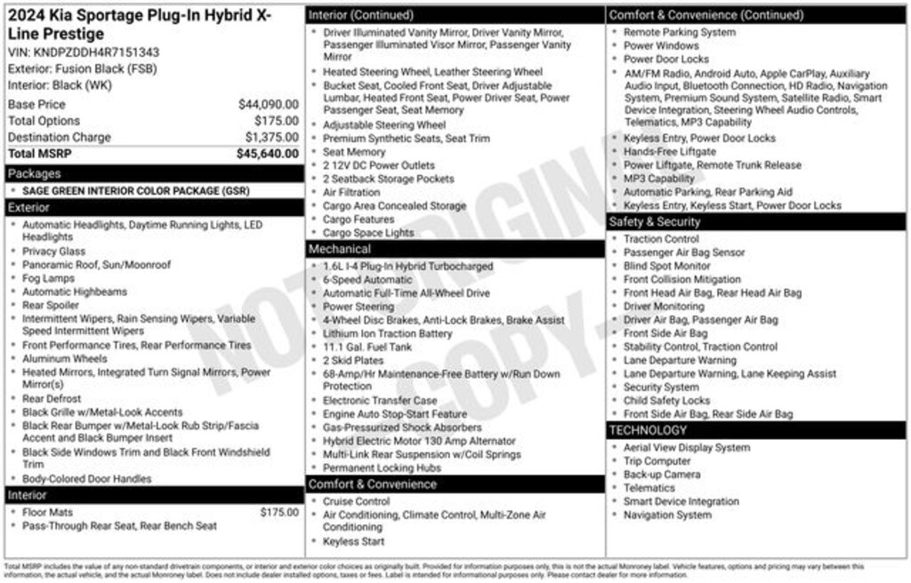Certified 2024 Kia Sportage Plug-In Hybrid X-Line Prestige SUV