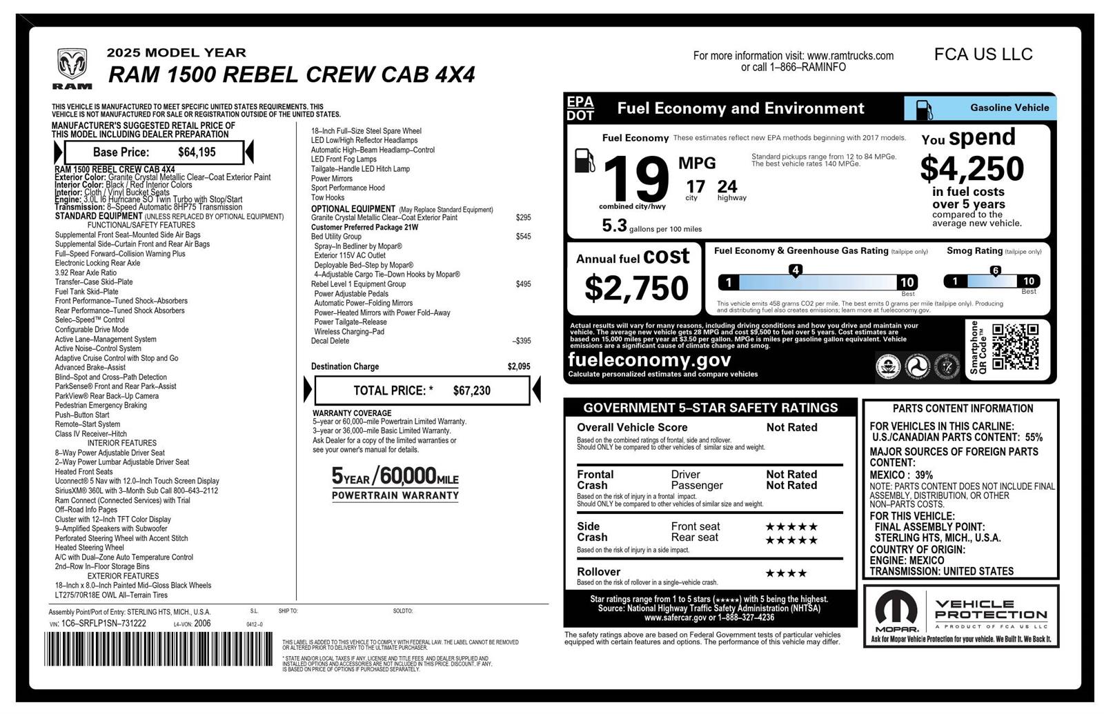 Certified 2025 Ram 1500 Rebel Truck