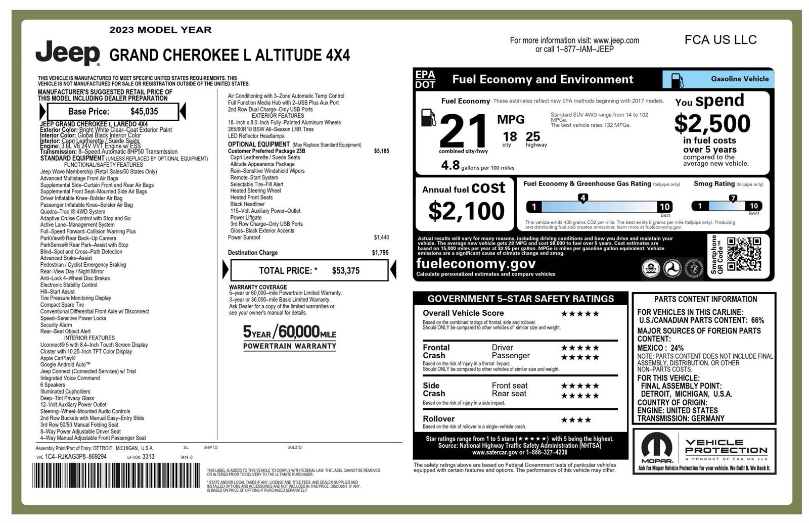 Certified 2023 Jeep Grand Cherokee L Altitude SUV