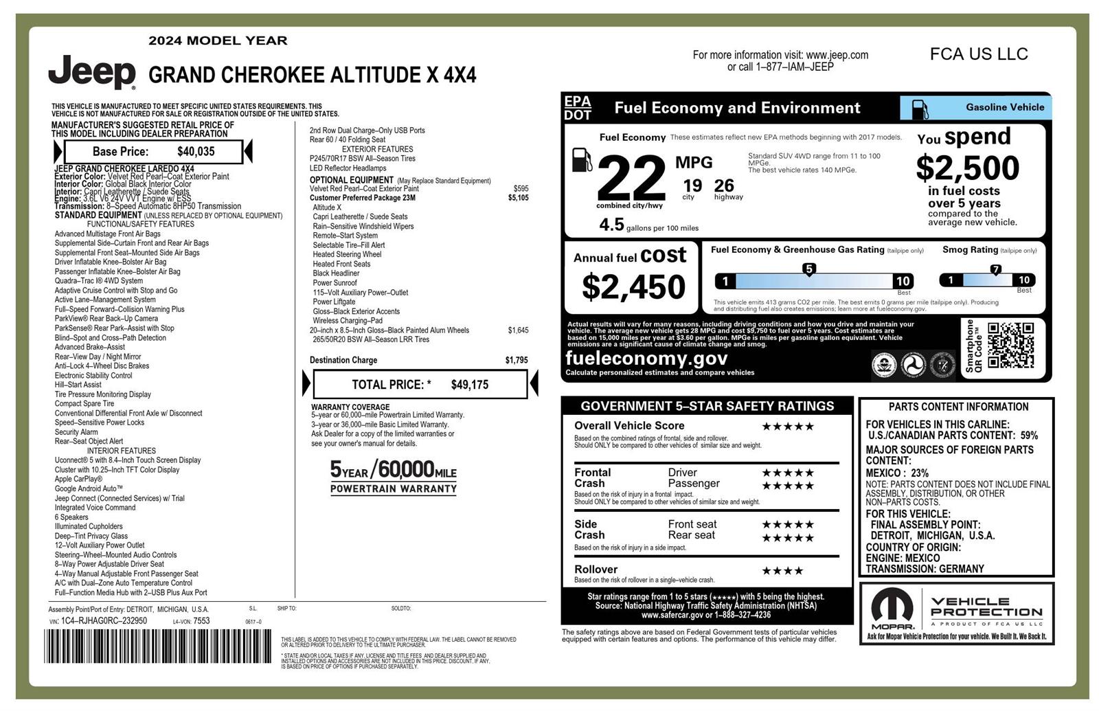 Certified 2024 Jeep Grand Cherokee Altitude X SUV