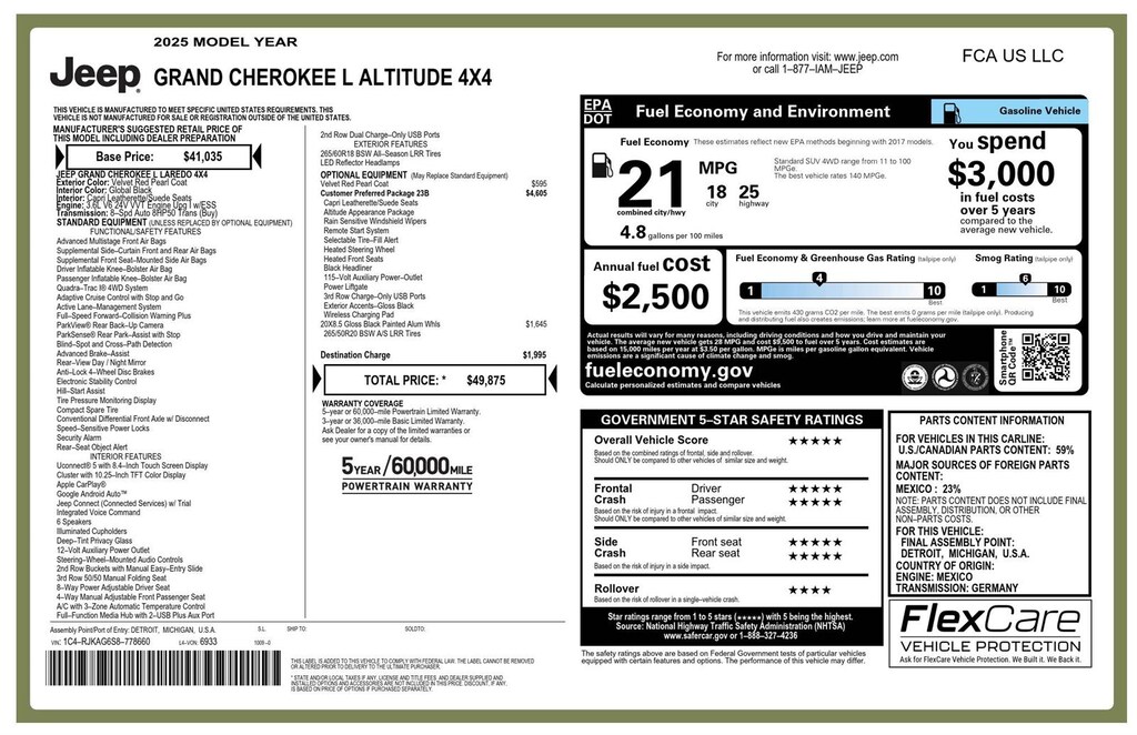 Certified 2025 Jeep Grand Cherokee L Altitude SUV