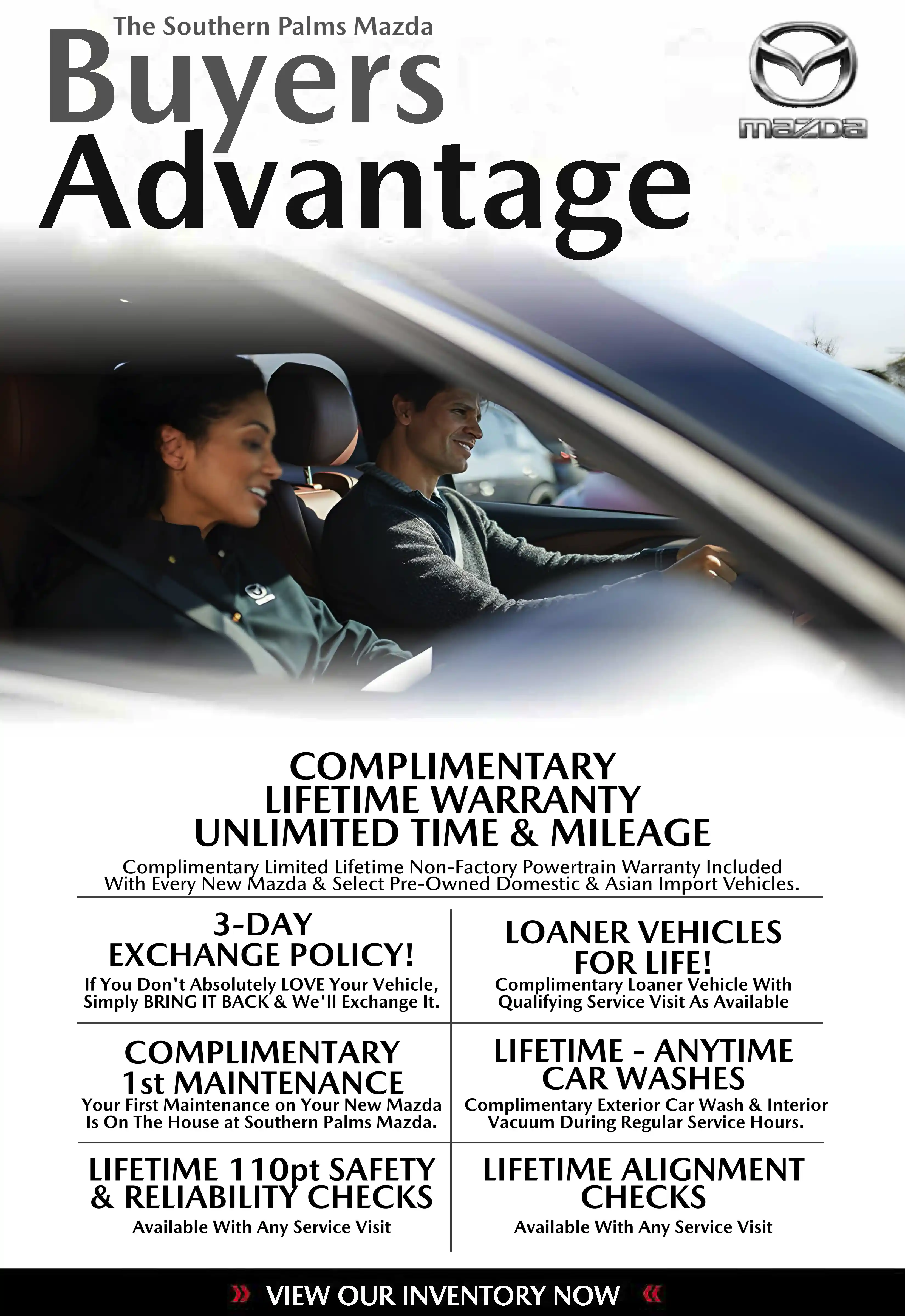 Southern Palms Mazda near West Palm Beach with a COMPLIMENTARY LIFETIME WARRANTY