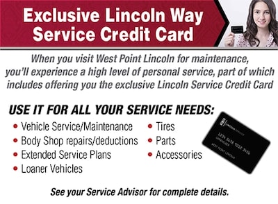 EXCLUSIVE LINCOLN WAY SERVICE CREDIT CARD EXCLUSIVE LINCOLN WAY SERVICE CREDIT CARD