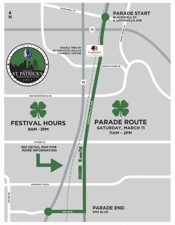 Dallas St. Patrick's Parade Map - Route