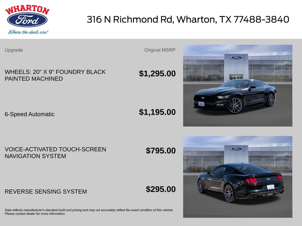 Certified 2017 Ford Mustang EcoBoost Premium with VIN 1FA6P8TH7H5319793 for sale in Wharton, TX