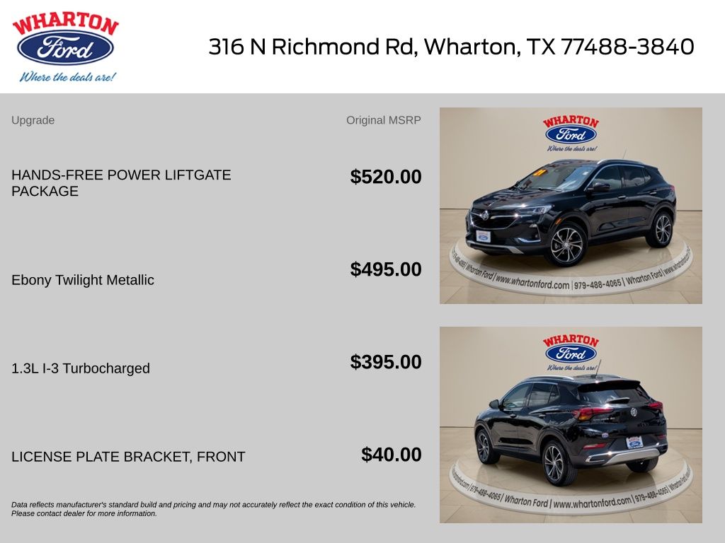Used 2021 Buick Encore GX Essence with VIN KL4MMFSL4MB055149 for sale in Wharton, TX