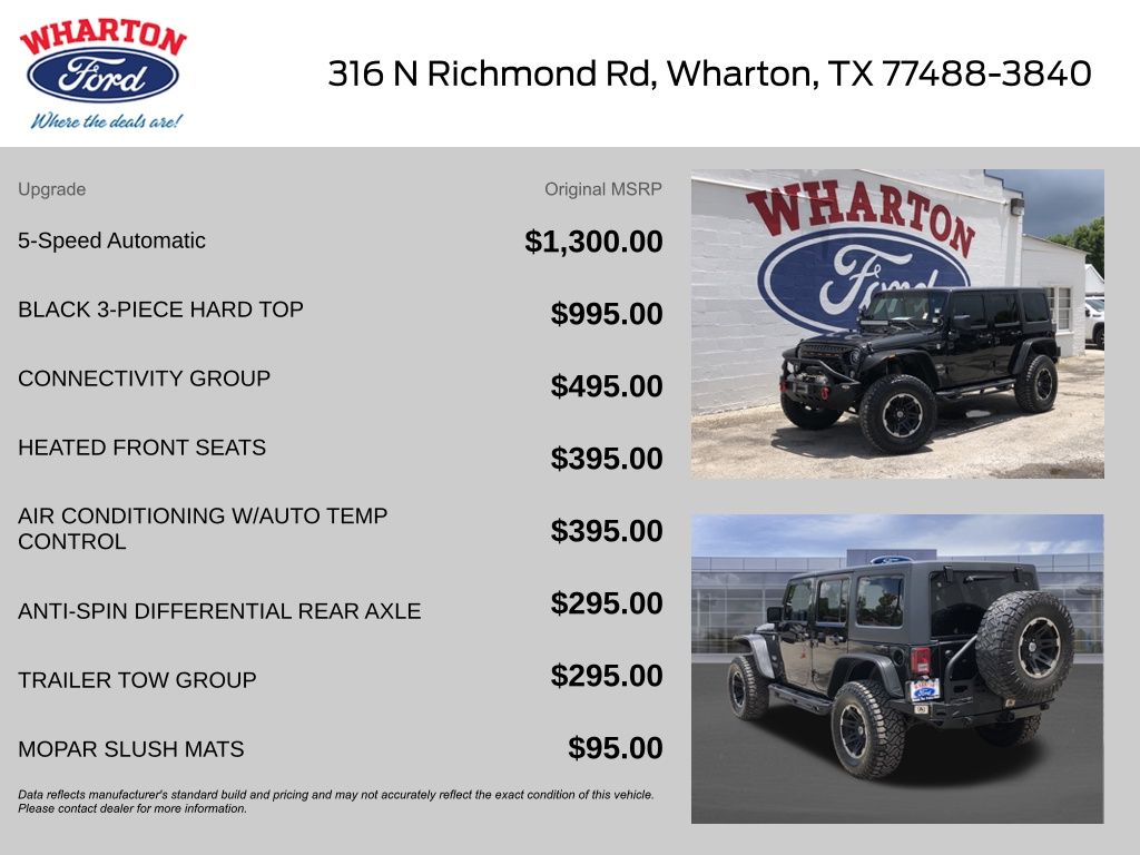 Used 2014 Jeep Wrangler Unlimited Sahara with VIN 1C4BJWEG3EL126311 for sale in Wharton, TX