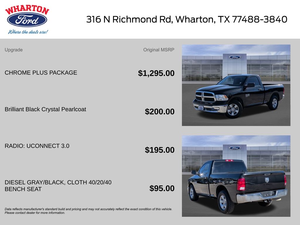 Used 2019 RAM Ram 1500 Classic Tradesman with VIN 3C6JR6AG3KG509899 for sale in Wharton, TX