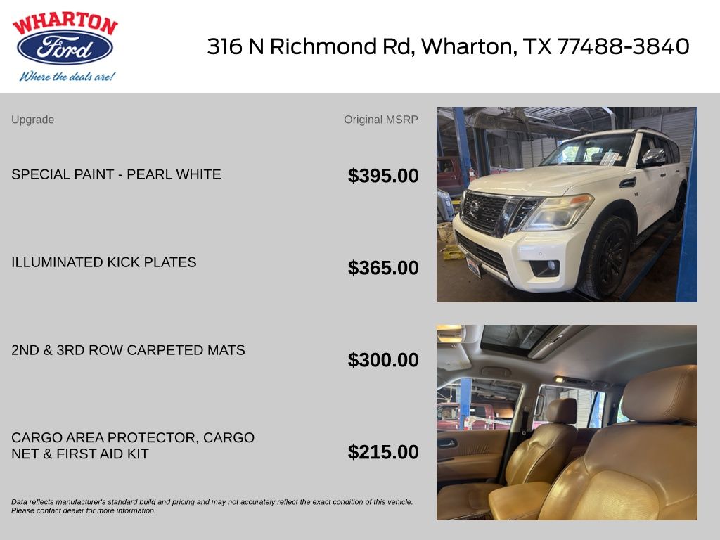 Used 2017 Nissan Armada Platinum with VIN JN8AY2ND3H9001983 for sale in Wharton, TX