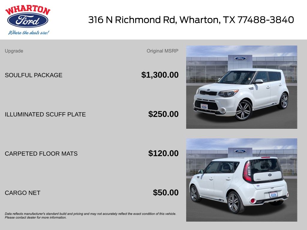 Used 2016 Kia Soul + with VIN KNDJP3A55G7348325 for sale in Wharton, TX