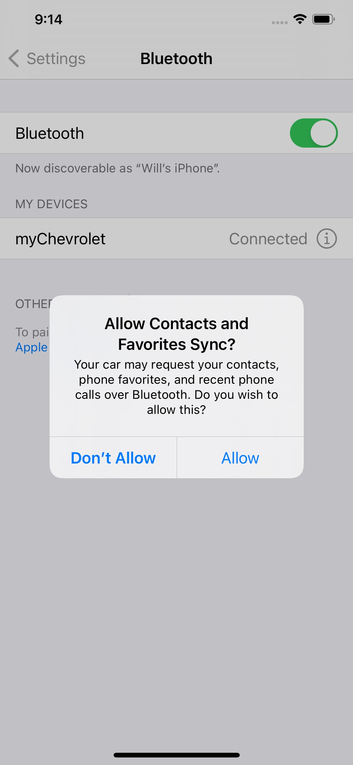 iPhone Bluetooth Contact Sync