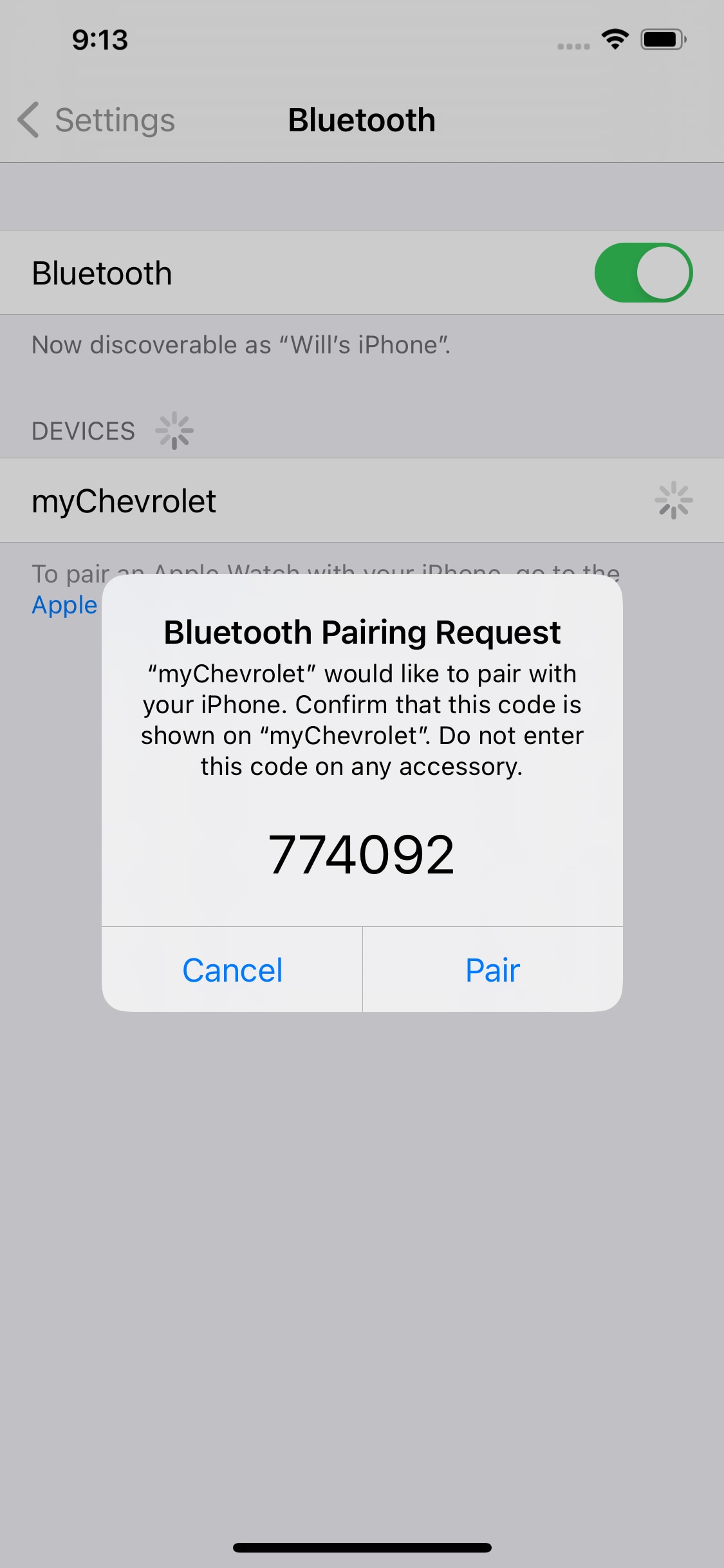 iPhone Bluetooth Connection Verification