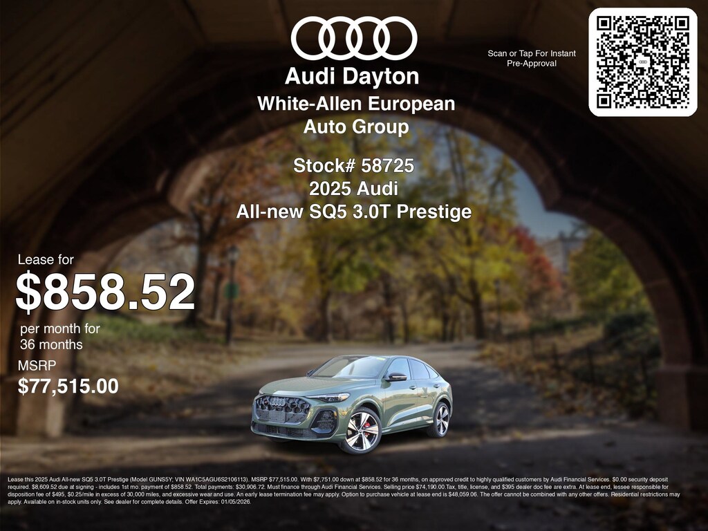 New 2025 Audi All-new SQ5 3.0T Prestige Prestige 3.0 TFSI quattro