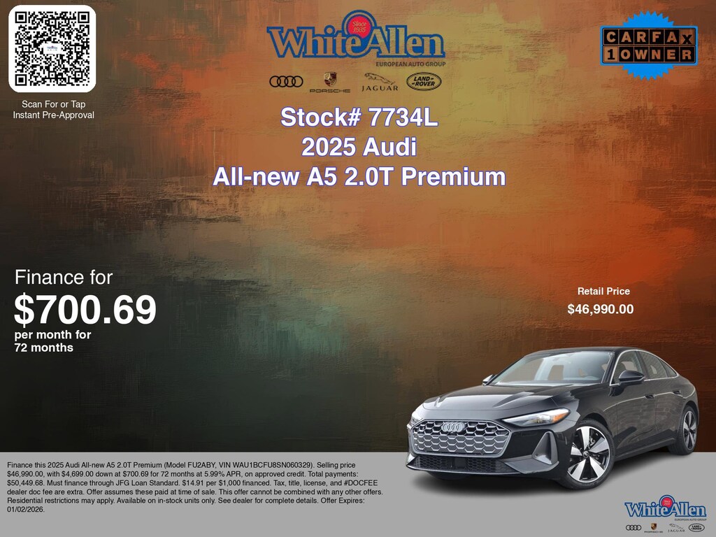 Certified 2025 Audi A5 2.0T Premium Sportback