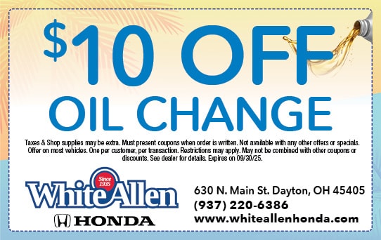 10 dollars off oil change | White Allen Honda