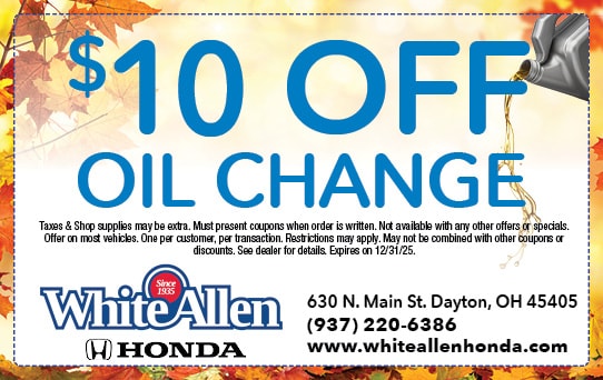 $10 dollars off oil change | White Allen Honda