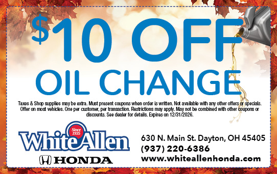 $10 dollars off oil change | White Allen Honda