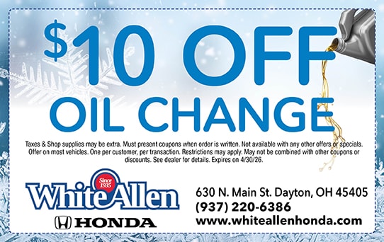 $10 dollars off oil change | White Allen Honda