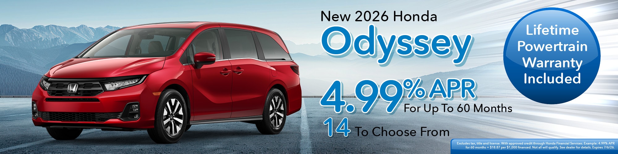 2026 Honda Odyssey Finance Offer | White's Auto Mall Honda