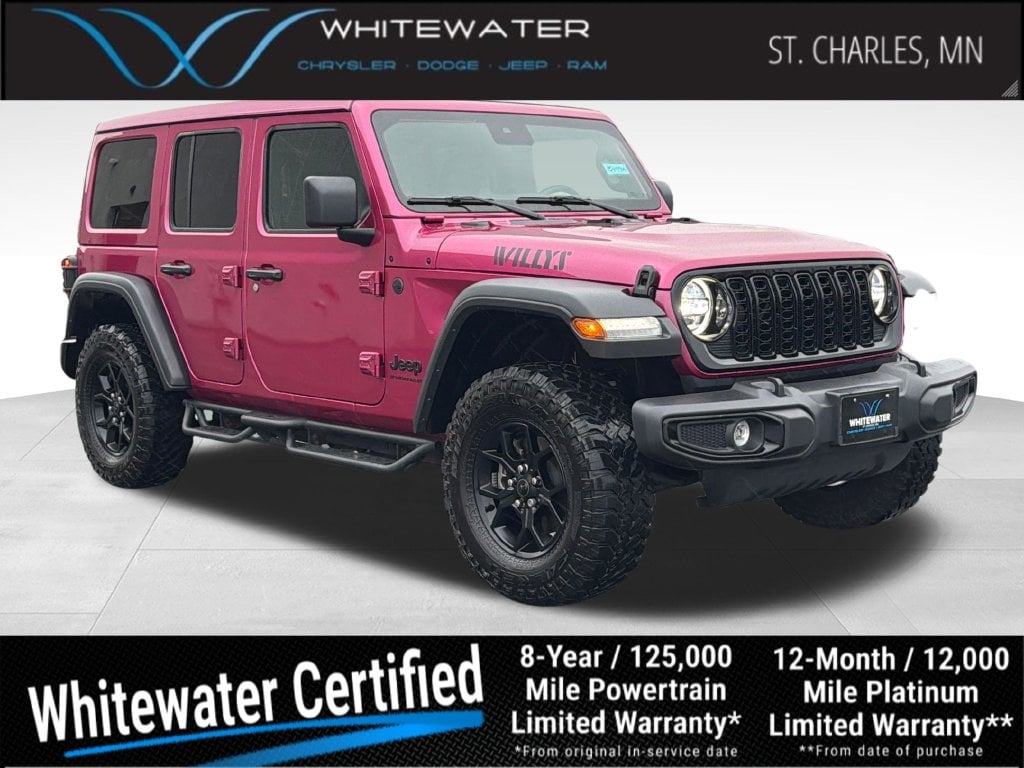 Used 2024 Jeep Wrangler 4-Door Willys with VIN 1C4PJXDG3RW331631 for sale in Saint Charles, Minnesota