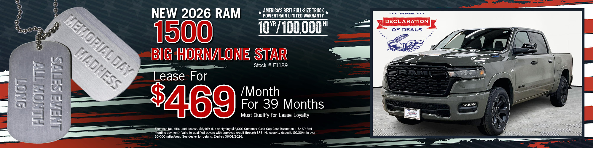 2026 Ram 1500 Lease Offer | Wickstrom CDJR