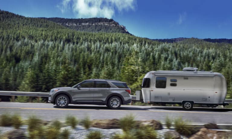 2026 Ford Explorer pulling a camper