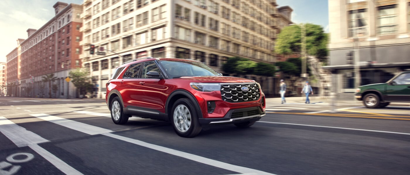 2026 Ford Explorer driving through a city