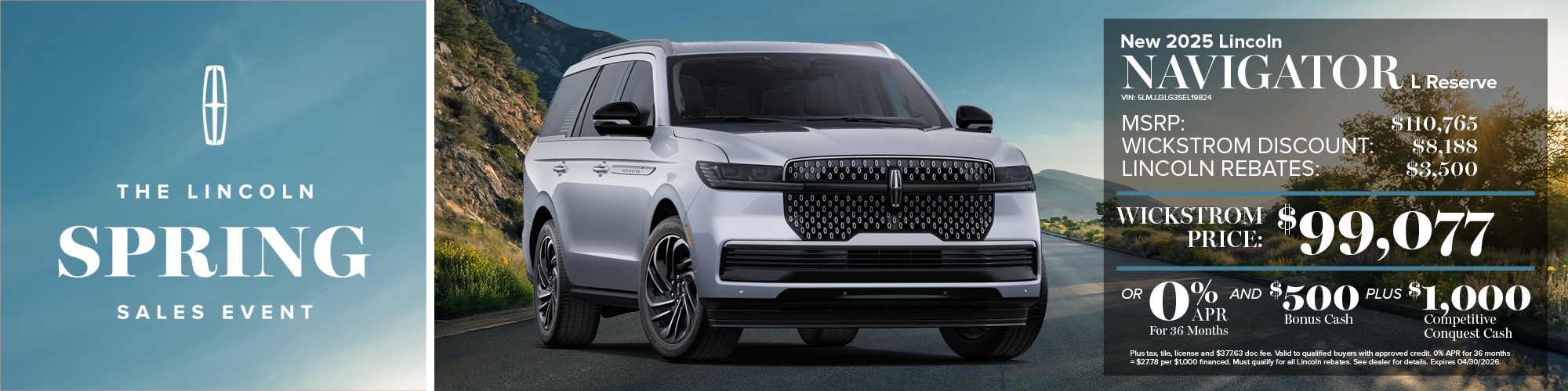 2026 Lincoln Navigator L Finance Customer Cash Offer | Wickstrom Lincoln
