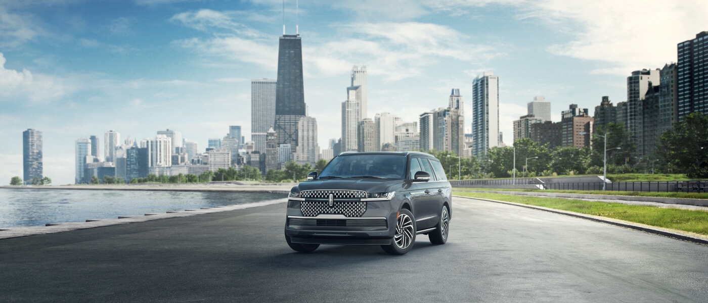 2025 Lincoln Navigator in front of Chicago skyline