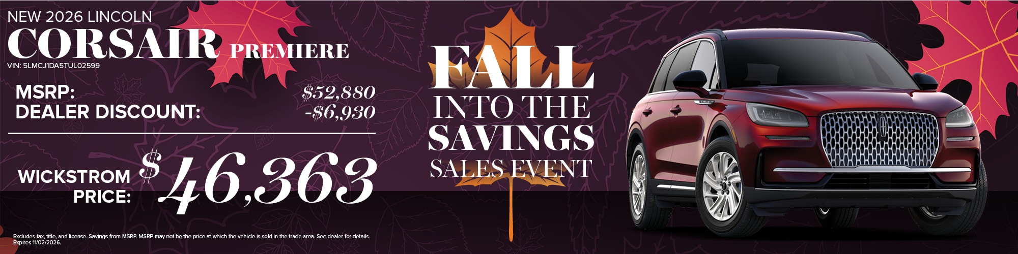 2026 Lincoln Corsair Buy Offer | Wickstrom Lincoln