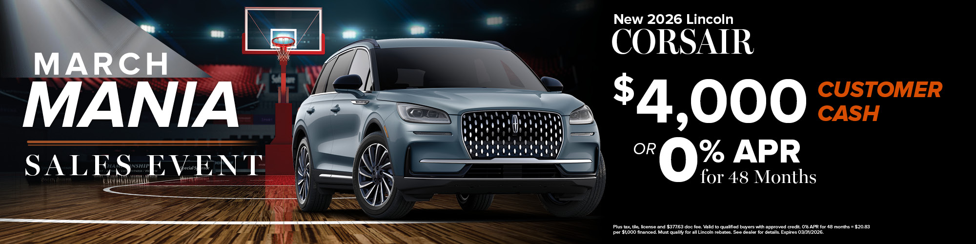 2026 Lincoln Corsair Customer Cash or Finance Offer | Wickstrom Lincoln