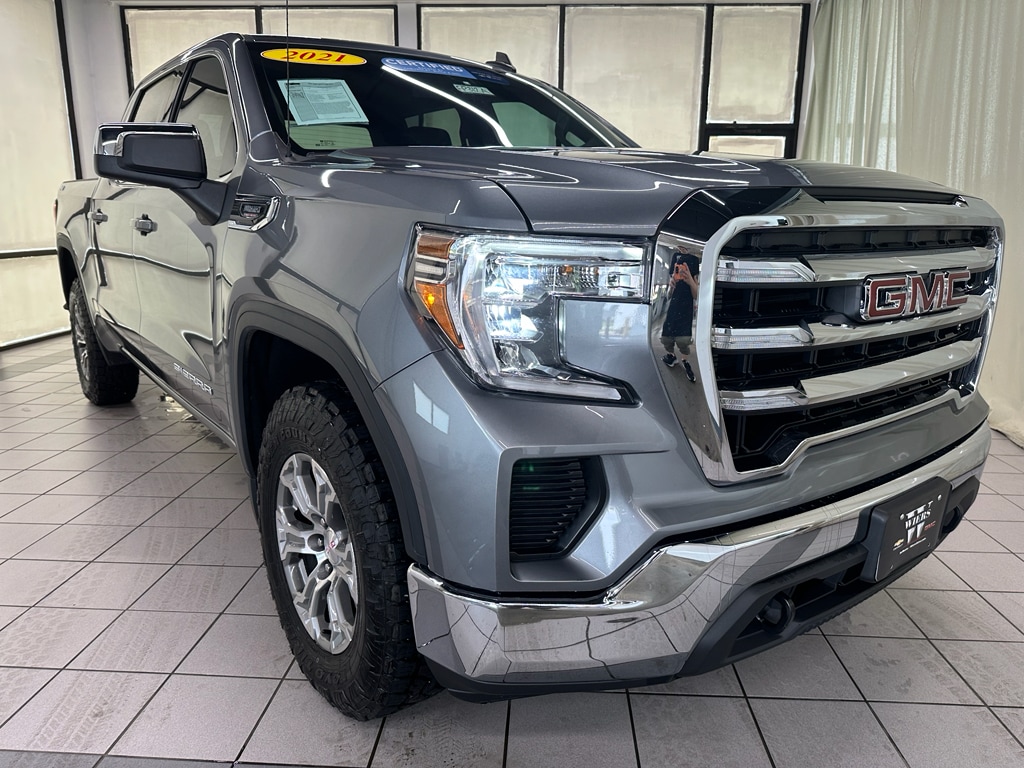 Certified 2021 GMC Sierra 1500 SLE with VIN 3GTU9BET4MG270243 for sale in Demotte, IN