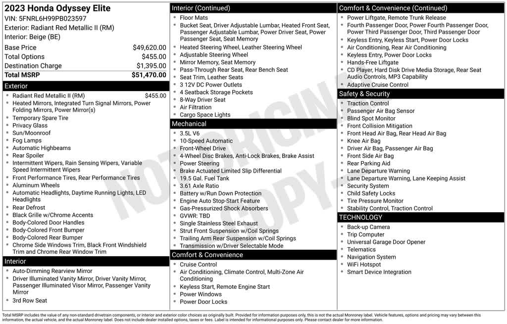 Thumbnail: 2023 Honda Odyssey - 44