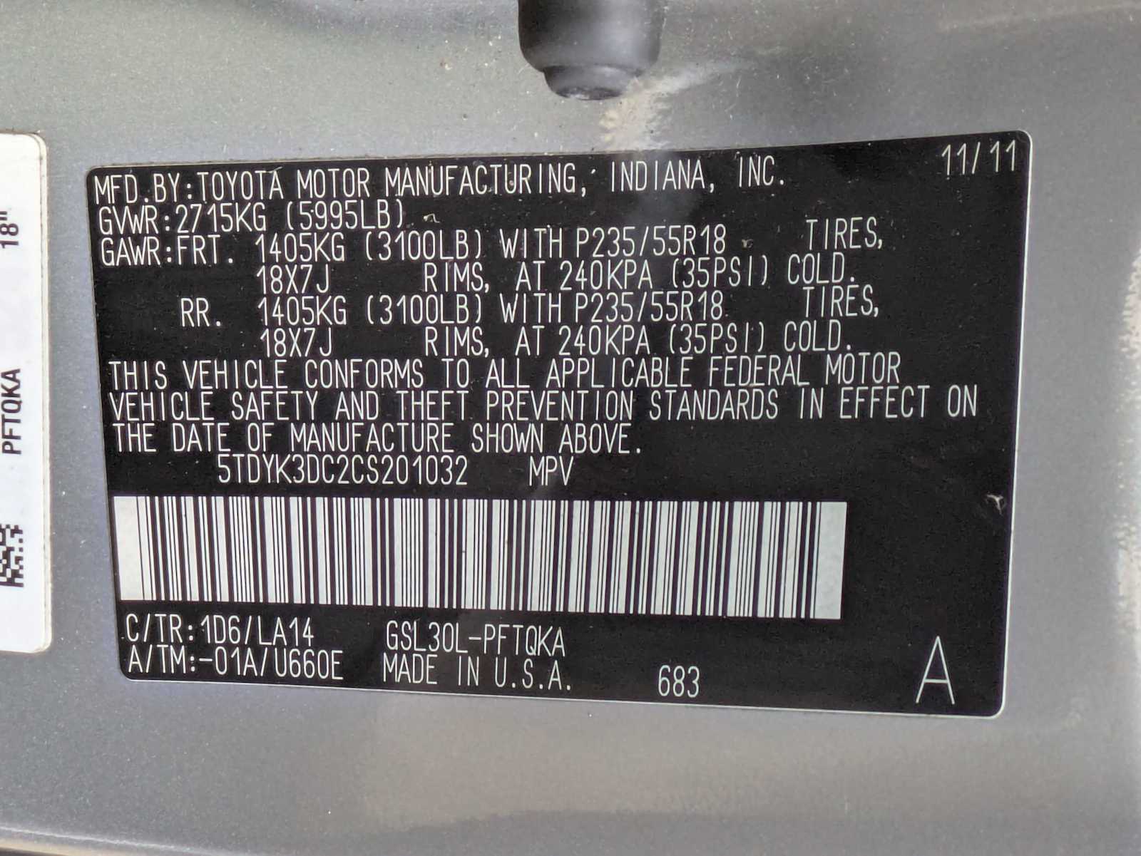 Thumbnail: 2012 Toyota Sienna - 36