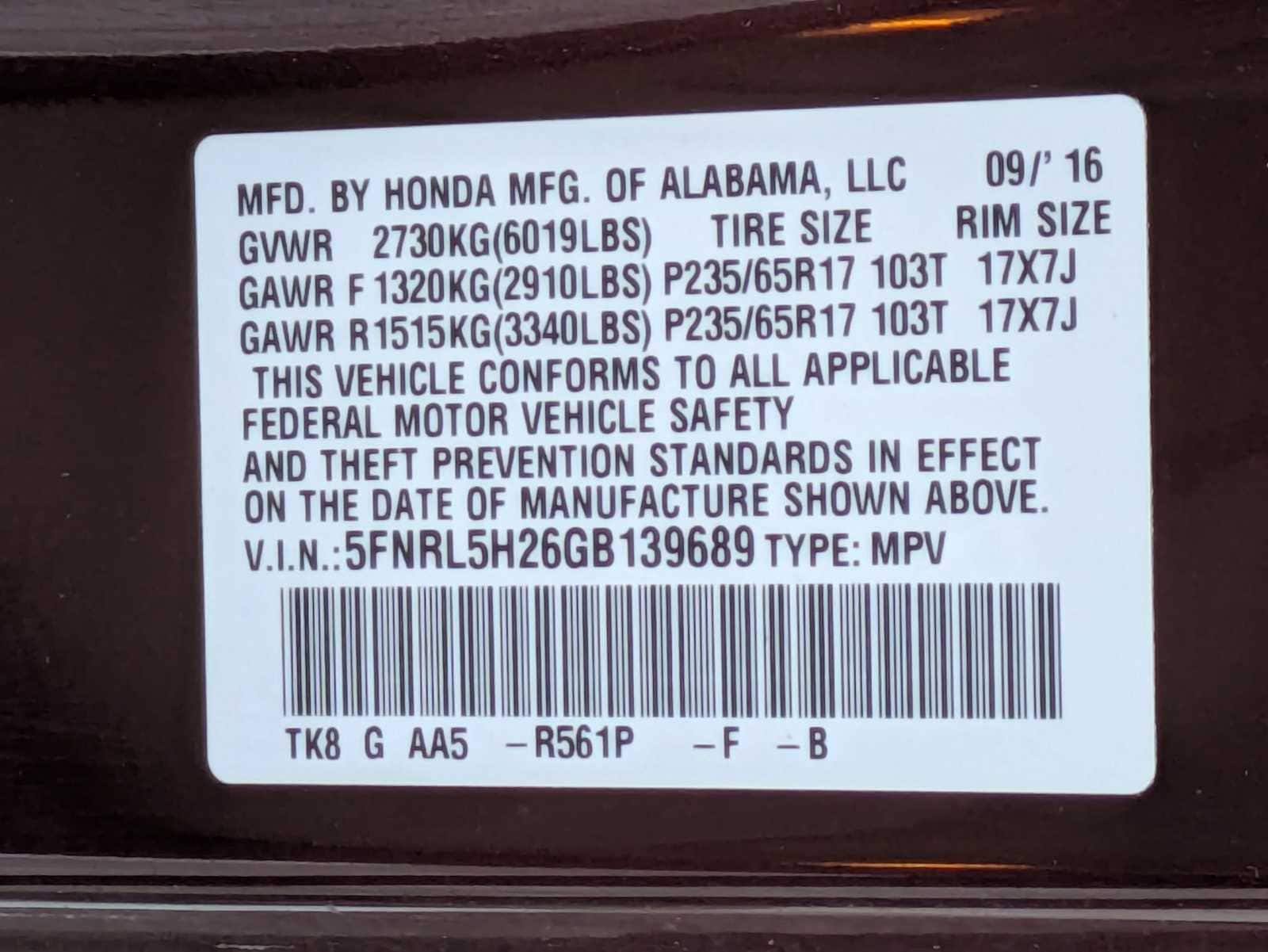 Thumbnail: 2016 Honda Odyssey - 32