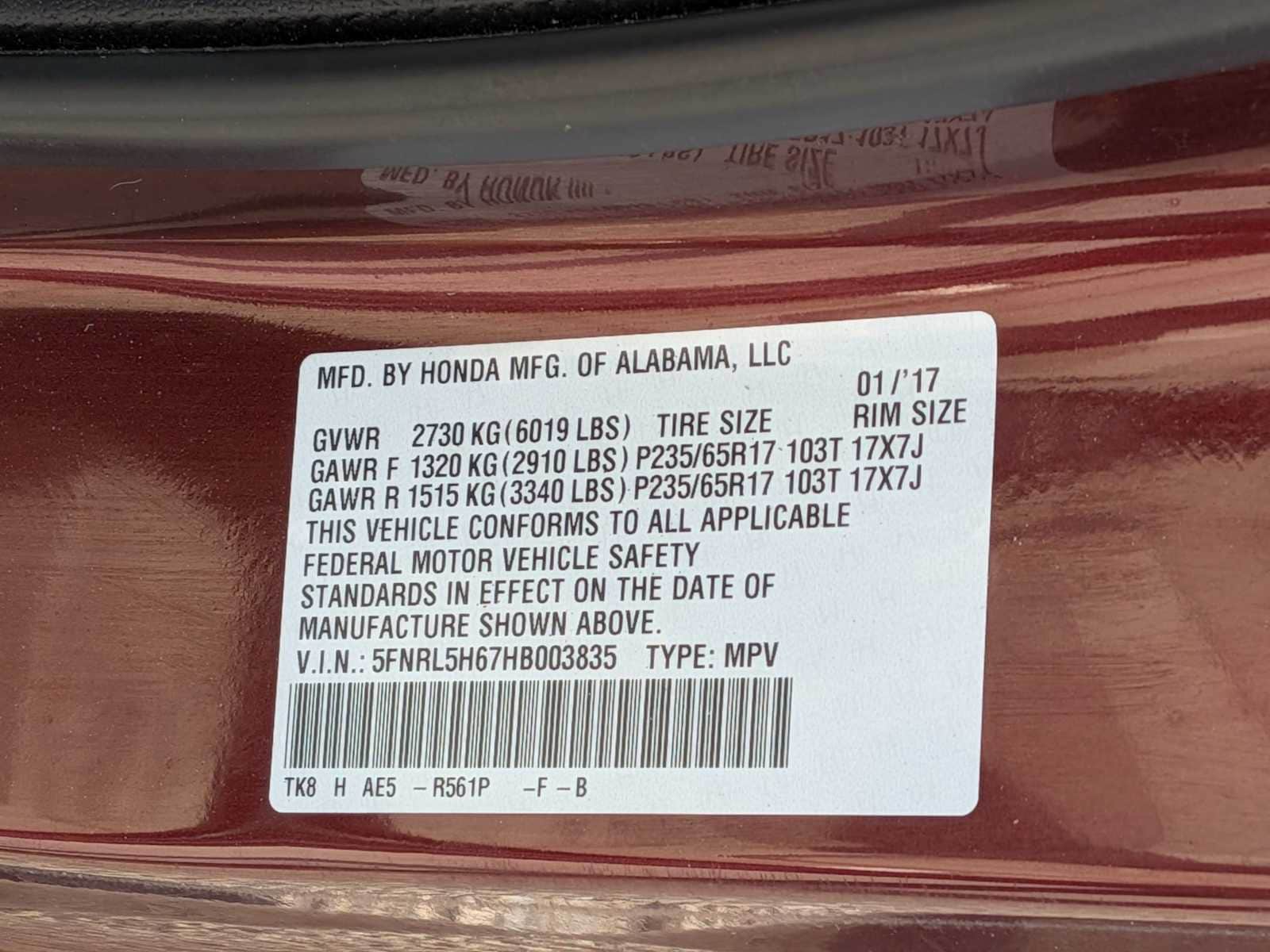 Thumbnail: 2017 Honda Odyssey - 35