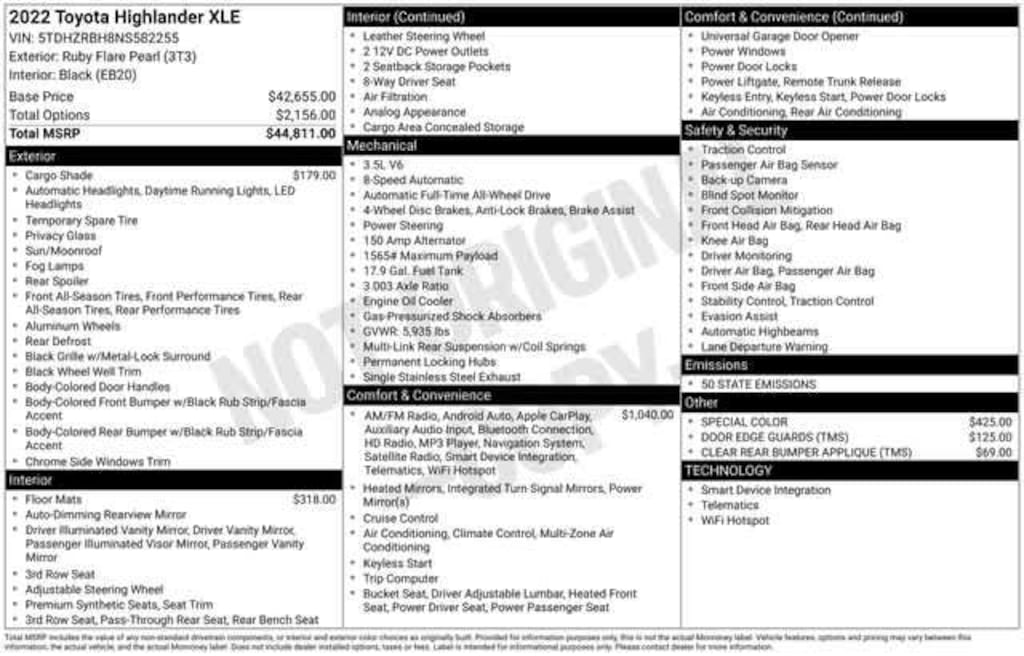 Used 2022 Toyota Highlander XLE Sport Utility