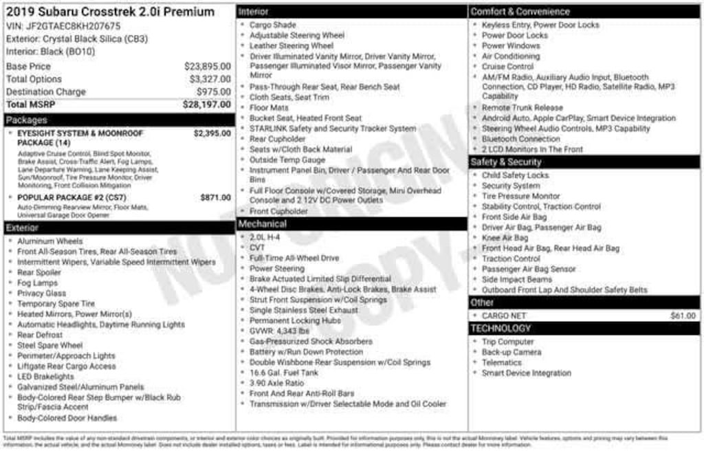 Used 2019 Subaru Crosstrek Premium Sport Utility