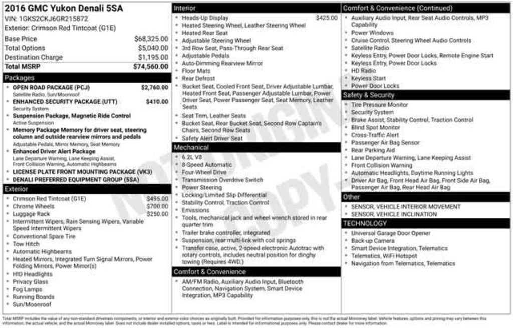 Used 2016 GMC Yukon Denali Sport Utility