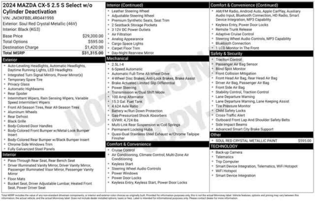 Used 2024 Mazda CX-5 2.5 S Select Package Sport Utility