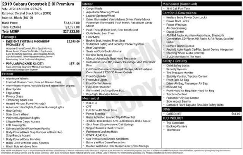 Used 2019 Subaru Crosstrek Premium Sport Utility