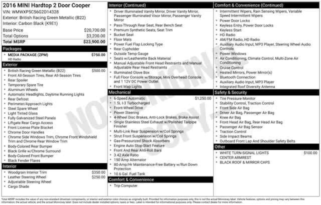 Used 2016 MINI Cooper Hardtop  Car
