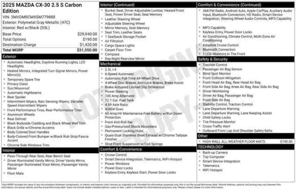 Used 2025 Mazda CX-30 2.5 S Carbon Edition Sport Utility